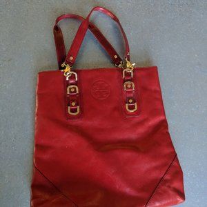 Tory Burch Red Leather Bag Tote Gold Hardware